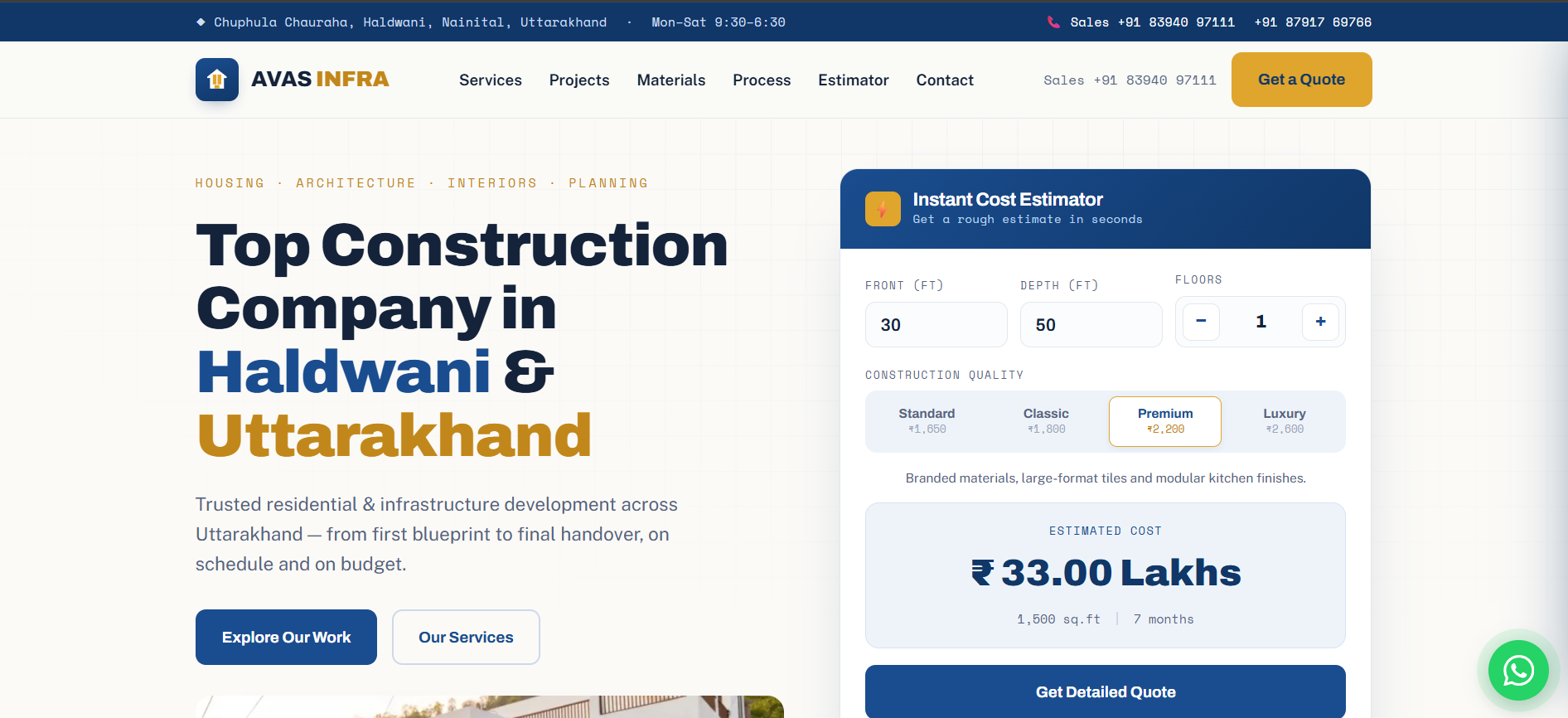 Avas Infra — builder site